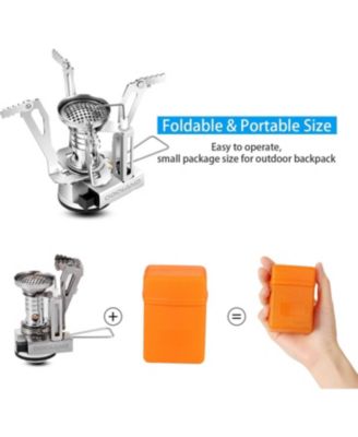 6pcs Camping Cookware Mess Kit with Lightweight Pot, Stove, Spork and Carry Mesh Bag, Great for Backpacking Outdoor Camping Hiking and Picnic