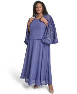 Plus Size Maxi Dress with 3/4-Sleeve Jacket, 2-Piece Set