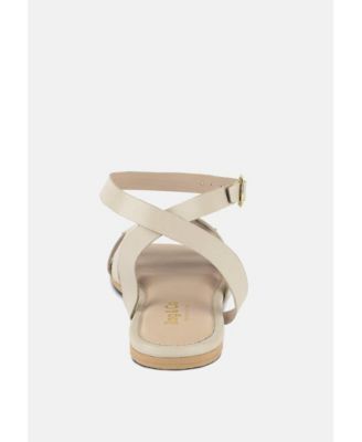 Womens ASHTON Beige Flat Ankle Strap Sandals