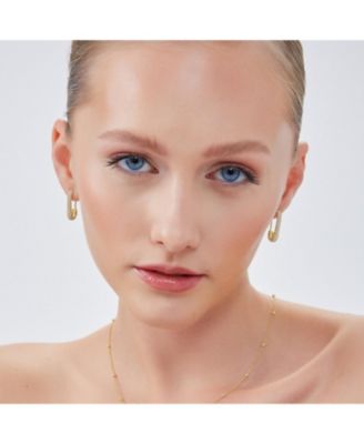 Women's Pave Stud Safety Pin Earring Jewelled Sterling Silver