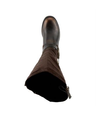 Women's Misdreavus Metallic Burnished Tall Boot with Dual Buckles and Extended Calf Fit