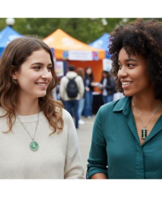 Asian-Inspired Good Fortune Fu Pendant Necklace Set – Agate Rectangle & Jade Round, .925 Sterling Silver