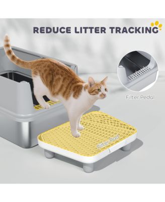 XL Stainless Steel Cat Litter Box High Sided Include Scoop & Pad