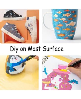 Dual Tip Acrylic Paint Markers with Brush Tip and Fine Tip for Rock Painting, Canvas, Stone, Glass, Ceramic, Wood.