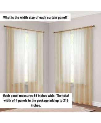 Essentials Sheer Voile Window Treatment Rod Pocket Curtain Panels - Set Of 4