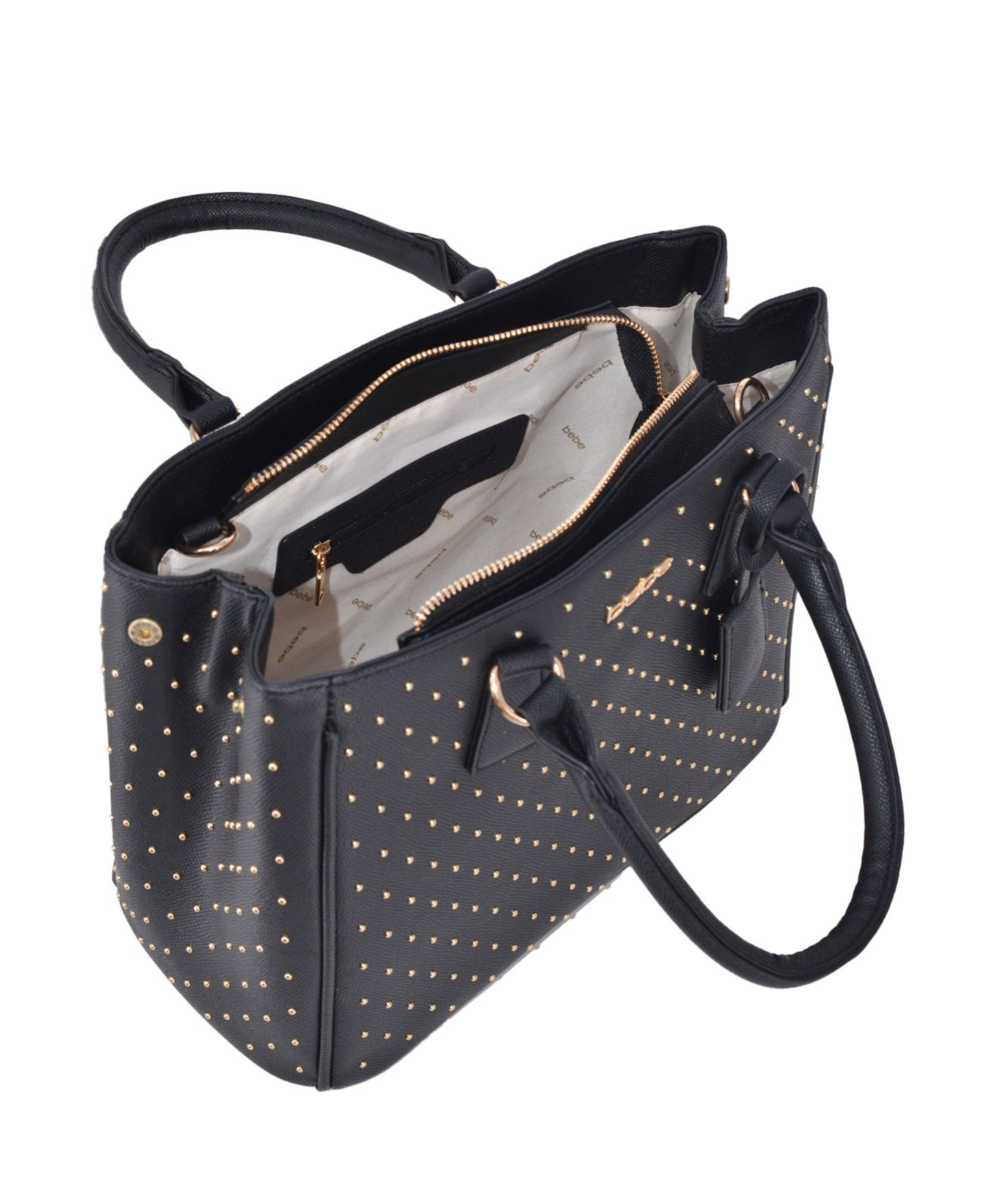 Женская сумка Bebe Sagan Studded Medium Satchel, цвет: Чёрный — фото 4