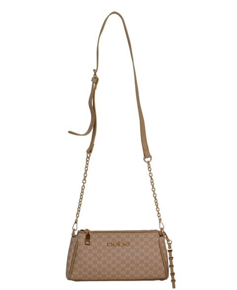 Женская сумка Bebe Adela Monogram Baguette Crossbody, цвет: Бежевый