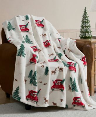 Holiday Printed Plush Throw, 50" x 70"