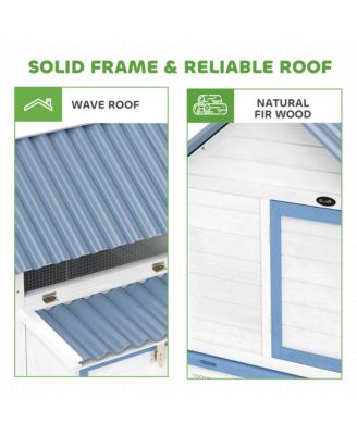 55.5" Wooden Chicken Coop with Run Box, Nesting Box, Tray,