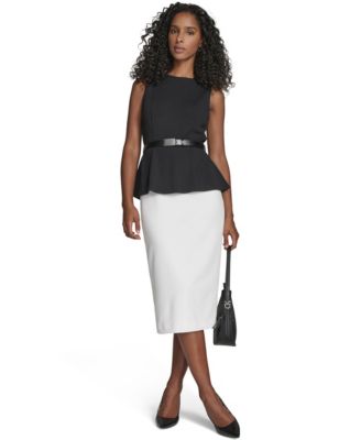 Calvin Klein - Women's Crewneck Color-Block Midi Dress