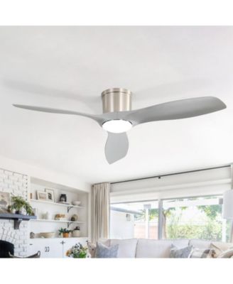 52-inch Modern Minimalist Sand Nickel 3-Blade Flush Mount with Remote Control,Supporting Mobile Device Connection and Voice Function