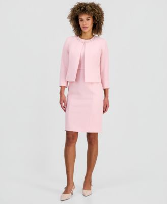 Women's Embellished Open-Front Blazer & Sleeveless Sheath Dress