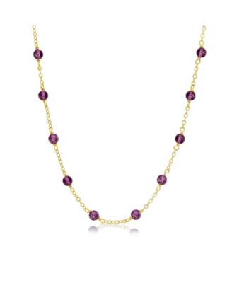 Amethyst Bead Chain Necklace 14K Gold