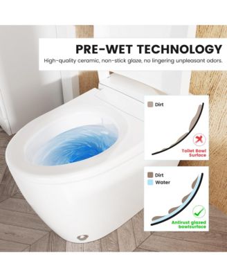 Smart Elongated One-Piece Bathroom Fixture With Heated Seat, Auto Flush Night Light And Deodorizer