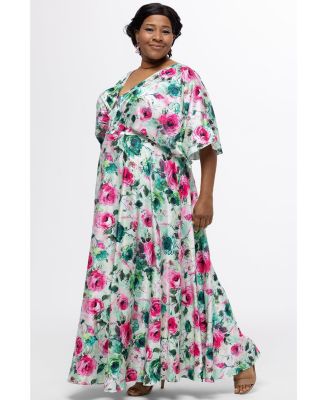 Women's Flowy Floral V-Neck Gown