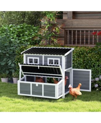 39" Wooden Chicken Coop with Nesting Box, Tray, for 4-6 Chickens