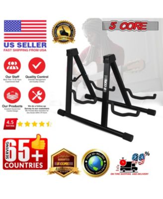 Double Guitar Stand Floor Adjustable A Frame Folding Acoustic Electric Guitars Holder Stands GSS 2N1 BLK