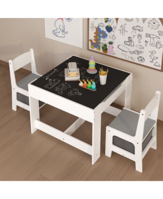 3-in-1 Kids Activity Table Set with Storage Drawer and Detachable Tabletop in White