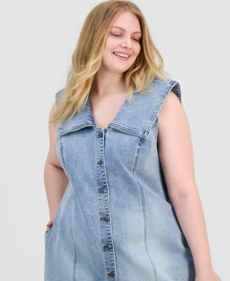 Trendy Plus Size Denim Mini Dress, Macy's Exclusive