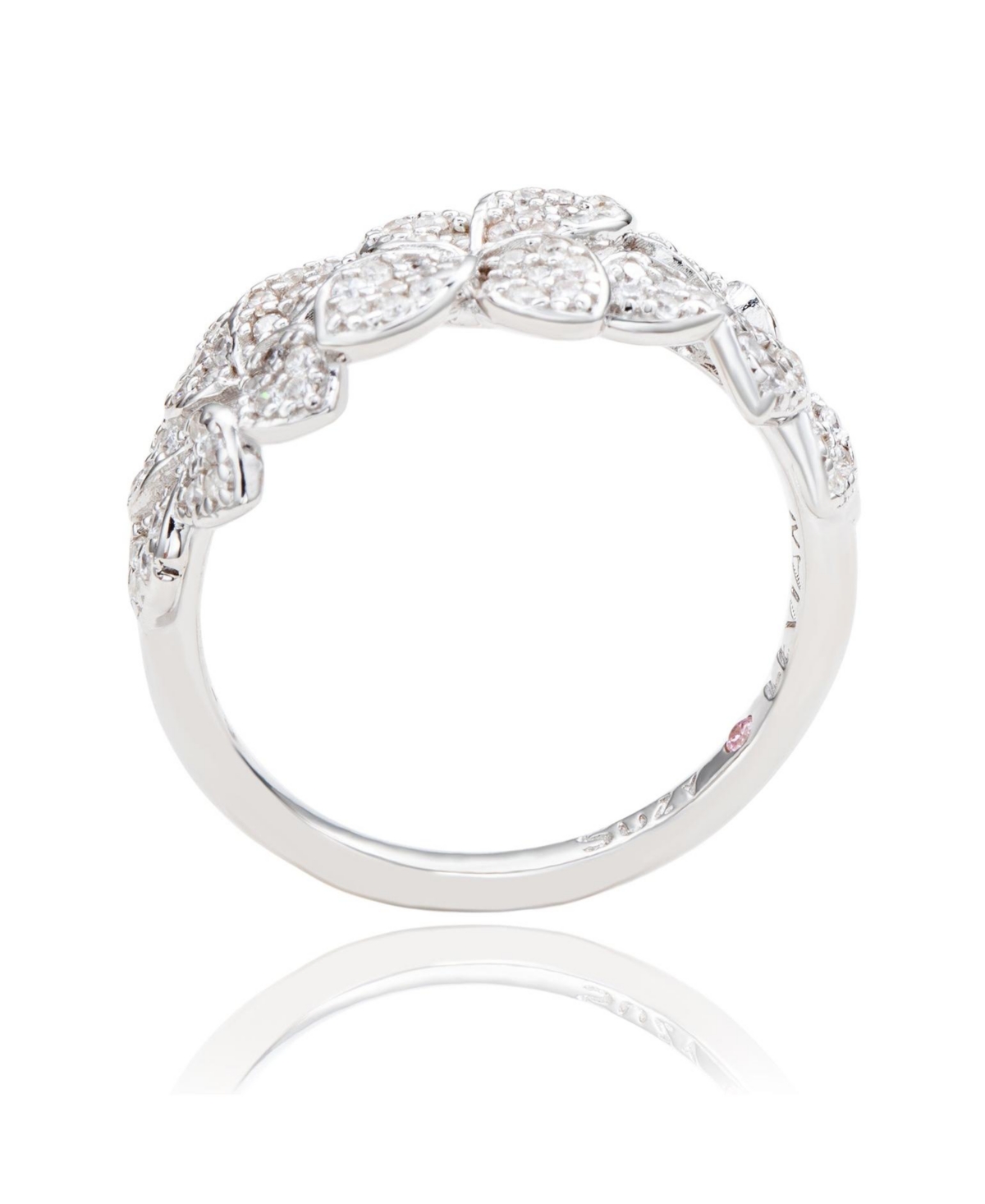Suzy Levian Sterling Silver Cubic Zirconia Multi Flower Band Ring