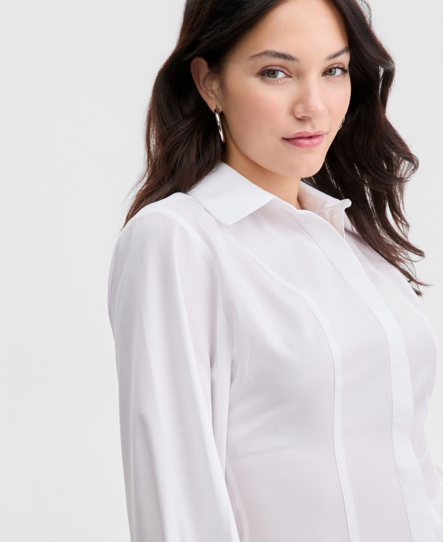 Женская рубашка Bar III Sculpted Button-Up, цвет: Яркий белый — фото 3