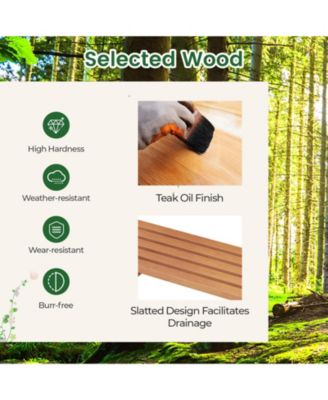 Folding Garden Potting Bench with 2-Tier Storage Shelves and Teak Oil Finish