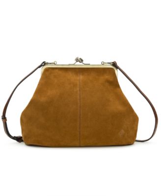 Suede Vivienne Frame Kisslock Crossbody Bag