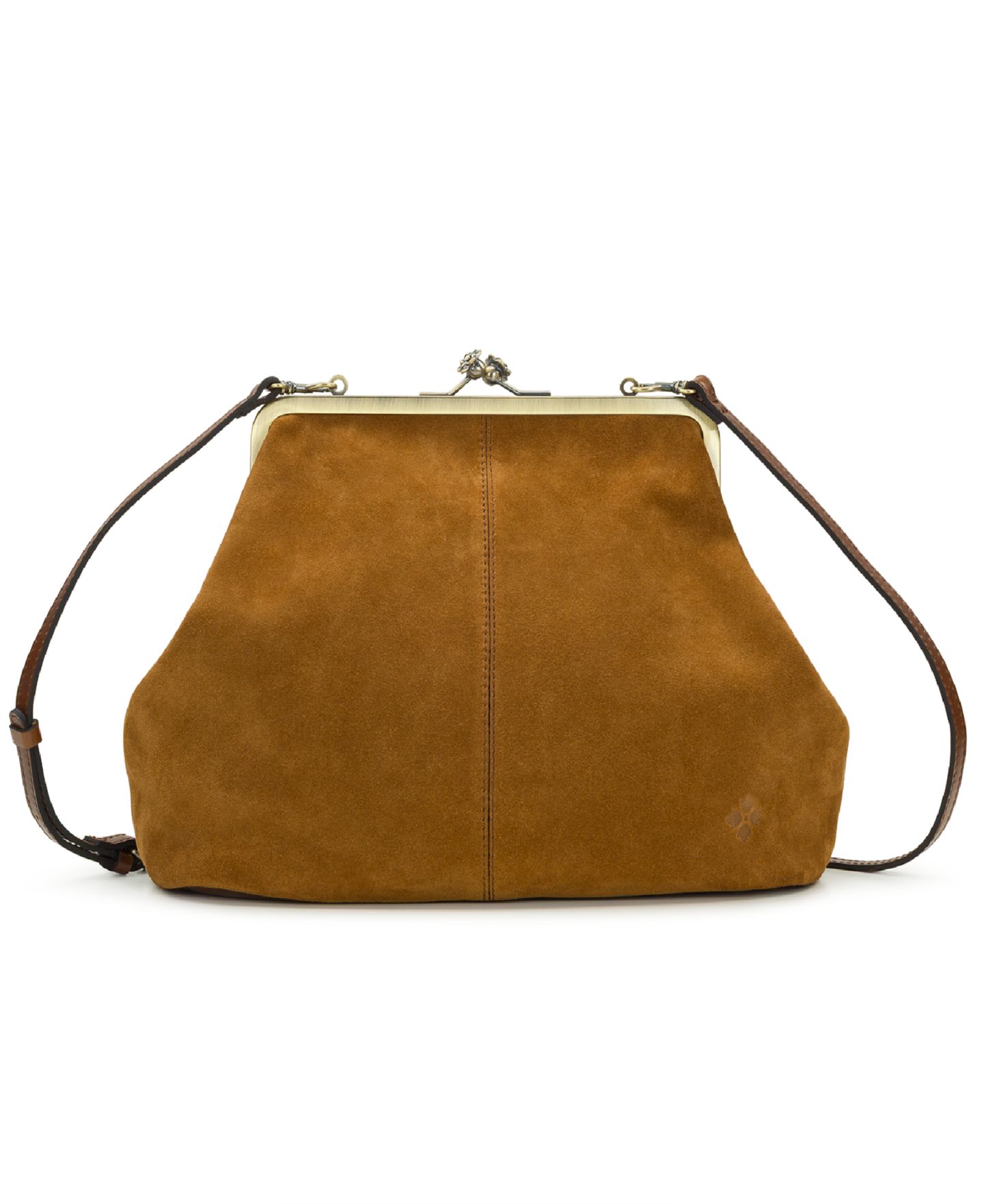 Женская сумка Patricia Nash Vivienne Large Suede Kisslock Frame Crossbody, цвет: Коньячный — фото 4
