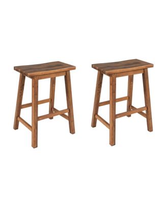 2-Piece Counter Height Wood Stools for Compact Kitchen Spaces