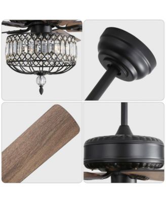 52-inch Modern Country-Style Black 5-Blade Flush Mount with Black Trim,and Equipped with Remote Control and Timer Functions