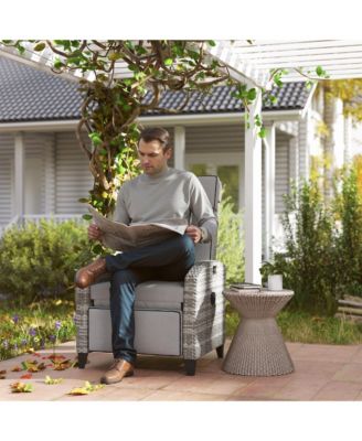 Outdoor Recliner Chair with Adjustable Backrest, Cushion,