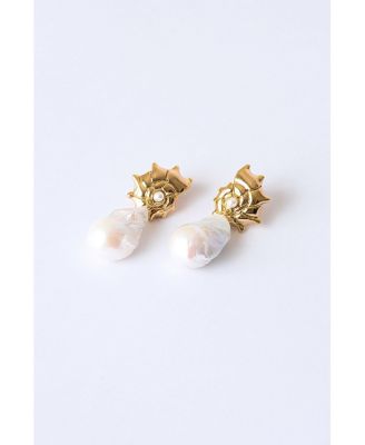 Leah Seashell Freshwater Baroque Pearl Drop Earrings