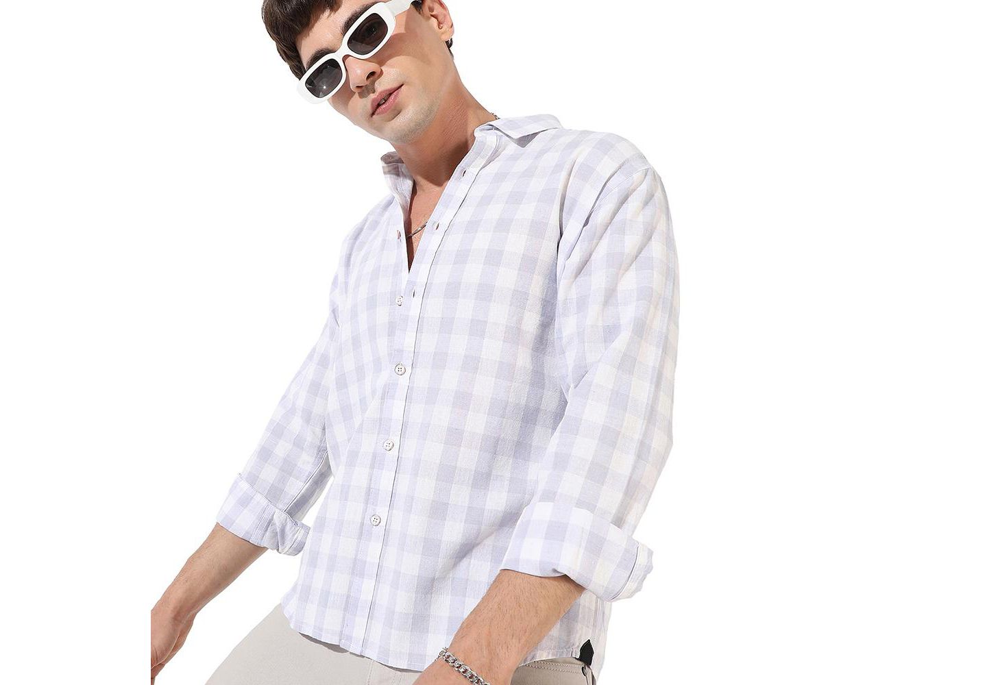 Мужская рубашка Cahoot Campus Sutra Checkered Regular Fit Casual, цвет: Синий — фото 1