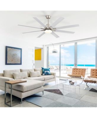 52-inch Modern Exquisite Sand Nickel 8-Blade Ceiling Fans with Adjustable Led Lights and Intelligent Remote Control.