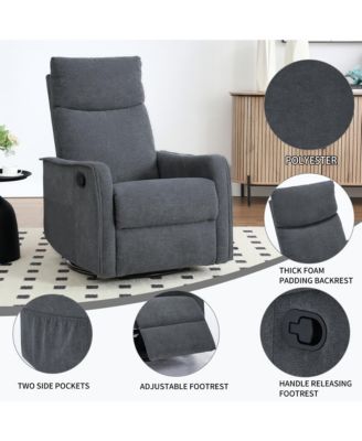 Heat Massage Manual Recliner Chair with Rocker and Swivel in Fabric for Living Room