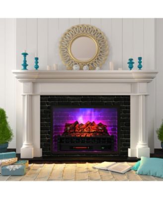 26 Inch Electric Fireplace Heater with Remote Control and Realistic Lemonwood Ember Bed-Black
