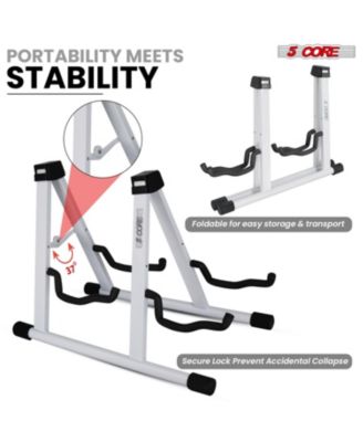 Double Guitar Stand Floor Adjustable A Frame Folding Acoustic Electric Guitars Holder Stands GSS 2N1 WH