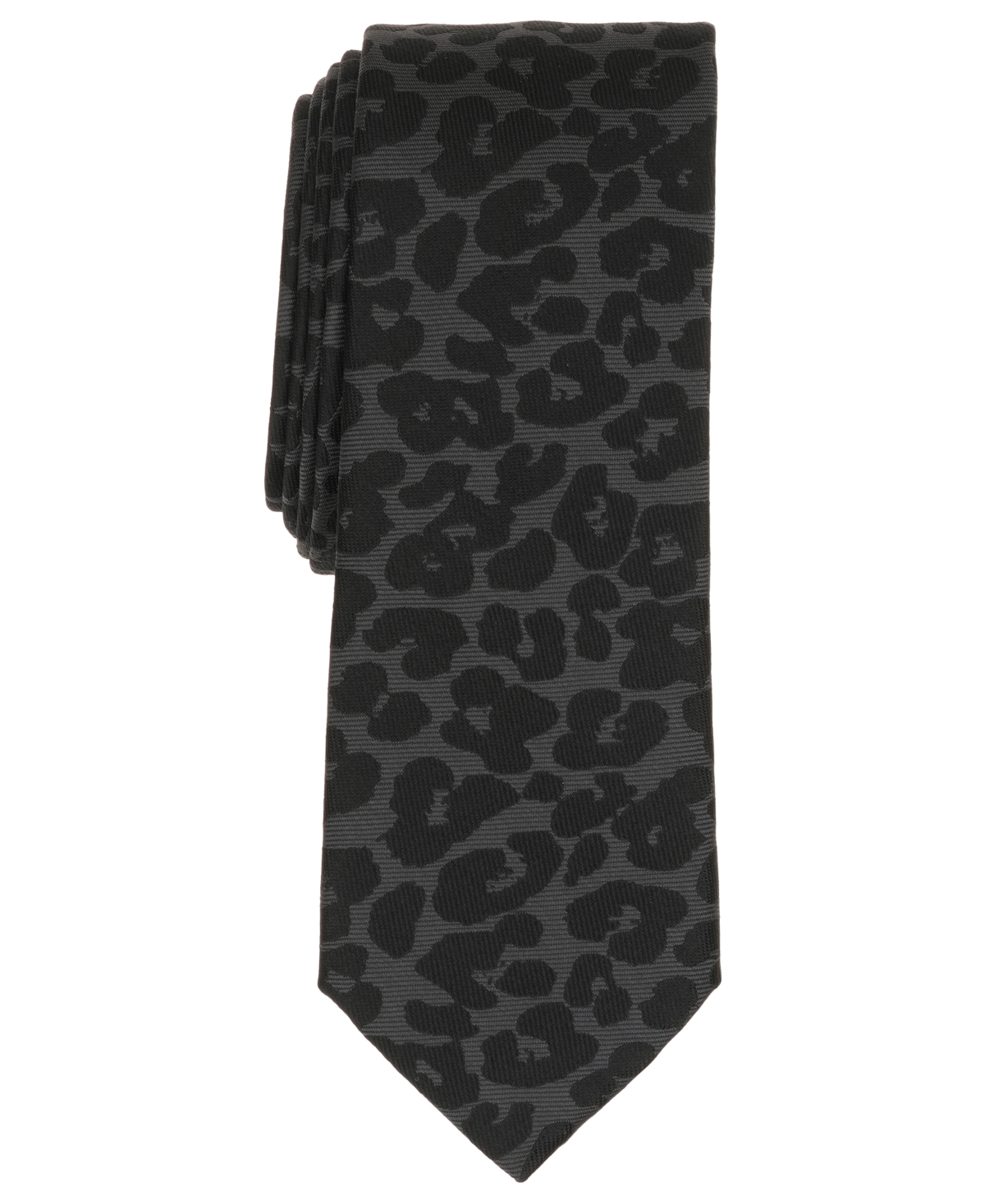 Bar Iii Men's Signature Leopard Print Tie, Macy's Exclusive In Black