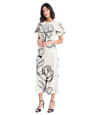 Women's Short-Sleeve Floral Printed Dress