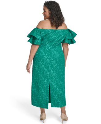 Plus Size Off-The-Shoulder Short-Sleeve Gown