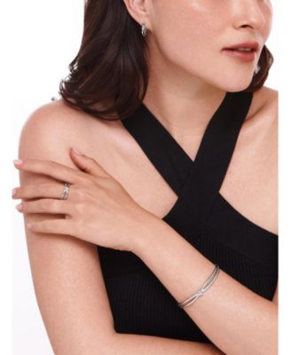 Love Knot Hoop Earrings in Rhodium Plated Sterling Silver