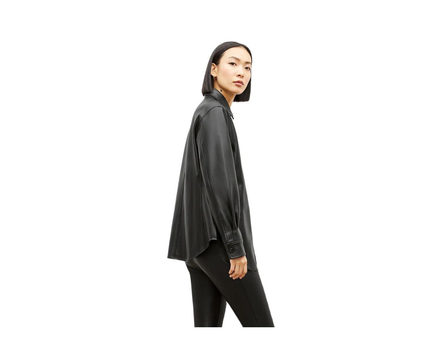 Women's Sierra Faux Leather Shacket with Relaxed Fit