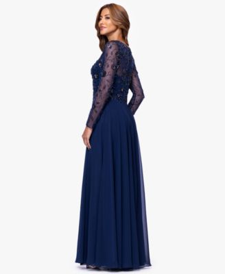 Women's Long-Sleeve Boat Neck Gown