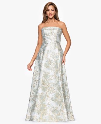 white midi rehearsal dinner dress Elliatt Reception Cascade Ruffle Strapless Cocktail Dress in White