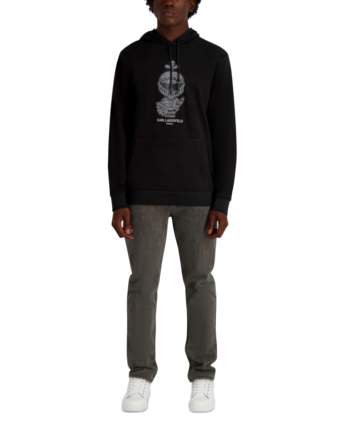 Karl Lagerfeld Paris Men's French Terry Texture Pull-On Hoodie