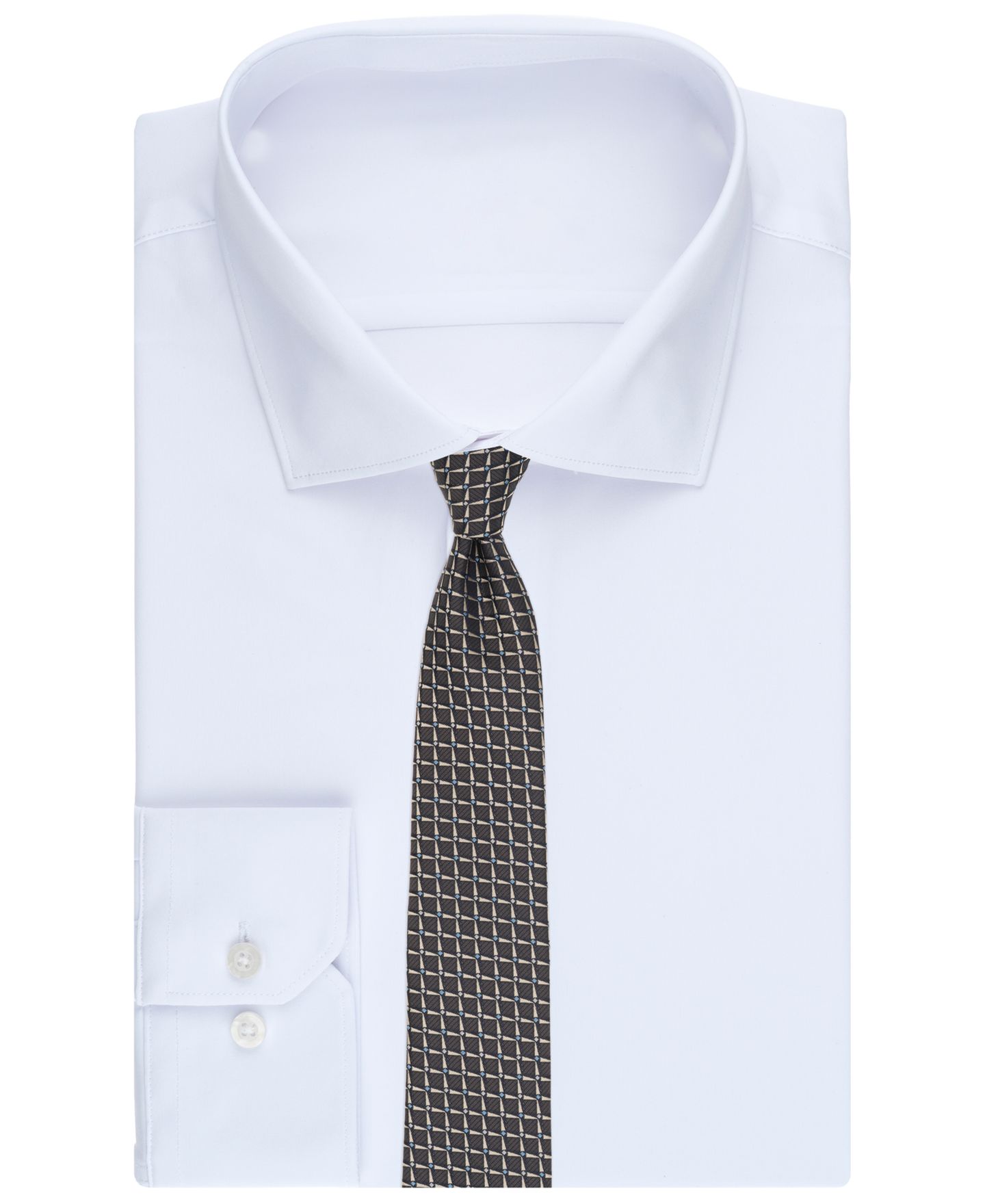 Мужской галстук Alfani Check Pattern Slim Tie, цвет: Серо-коричневый / Серый — фото 3