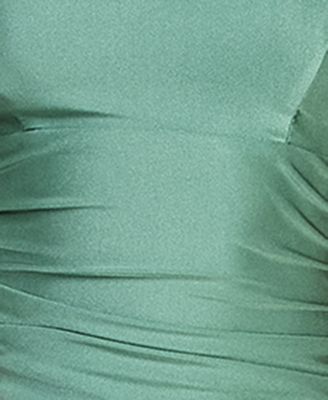 Juniors' V-Neck Front-Slit Sleeveless Gown