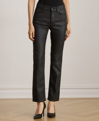 Lauren Ralph Lauren - Petite Coated High-Rise Straight Ankle Jeans
