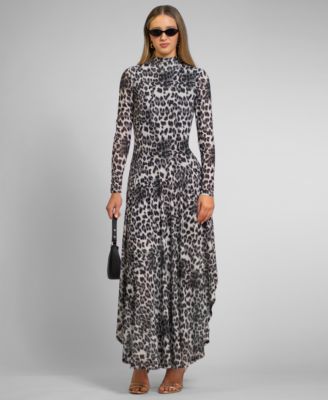 Women's Beatrice Leopard Print Mock Neck Maxi Dress