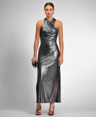 Women's Harland Twist Neck Metallic Dress